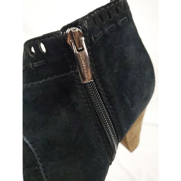 Vince Camuto Black Ankle suede Boots brown  high heels side zipper sz 6.5 - Picture 8 of 10
